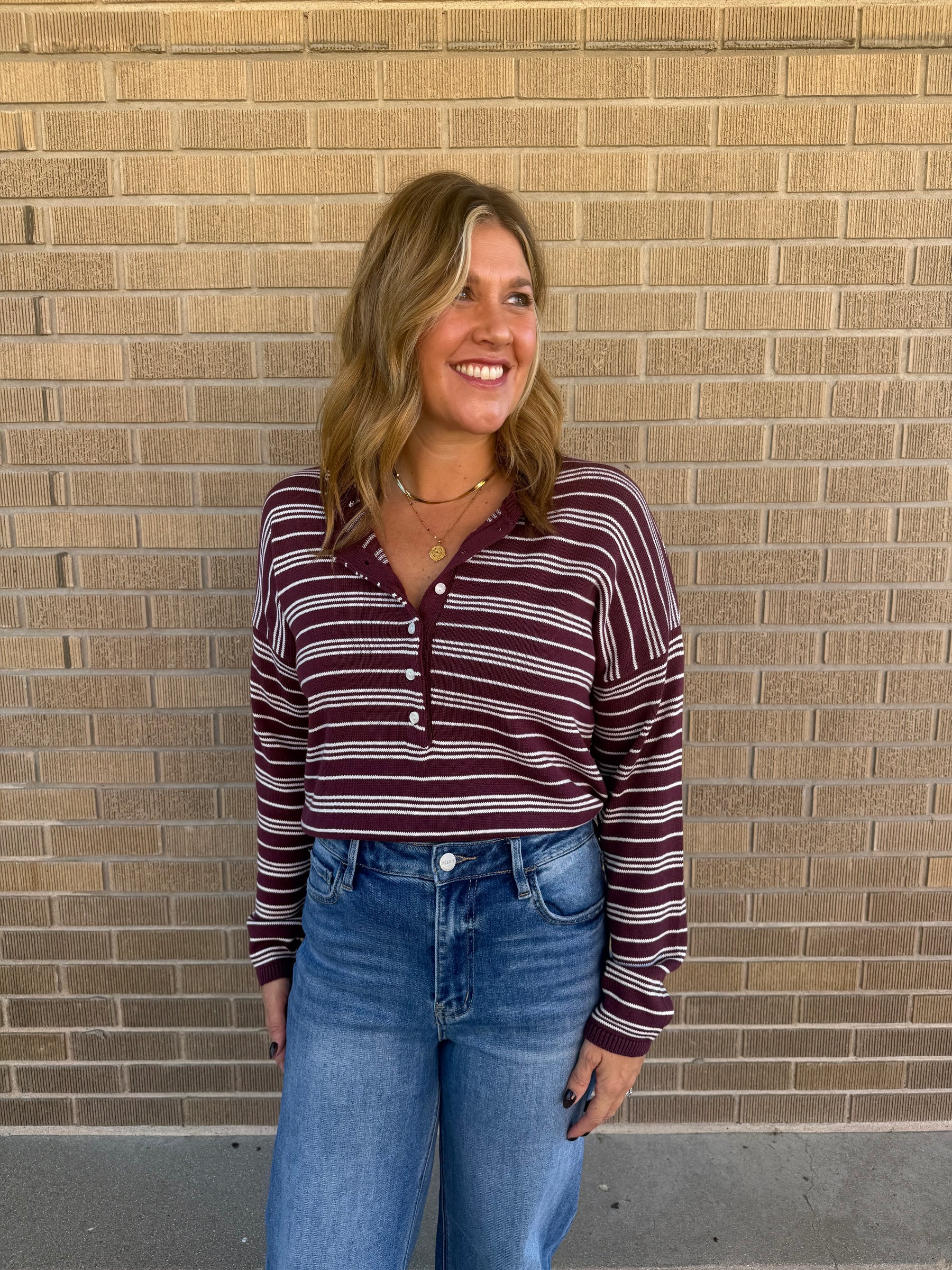 Merlot Stripe Henley