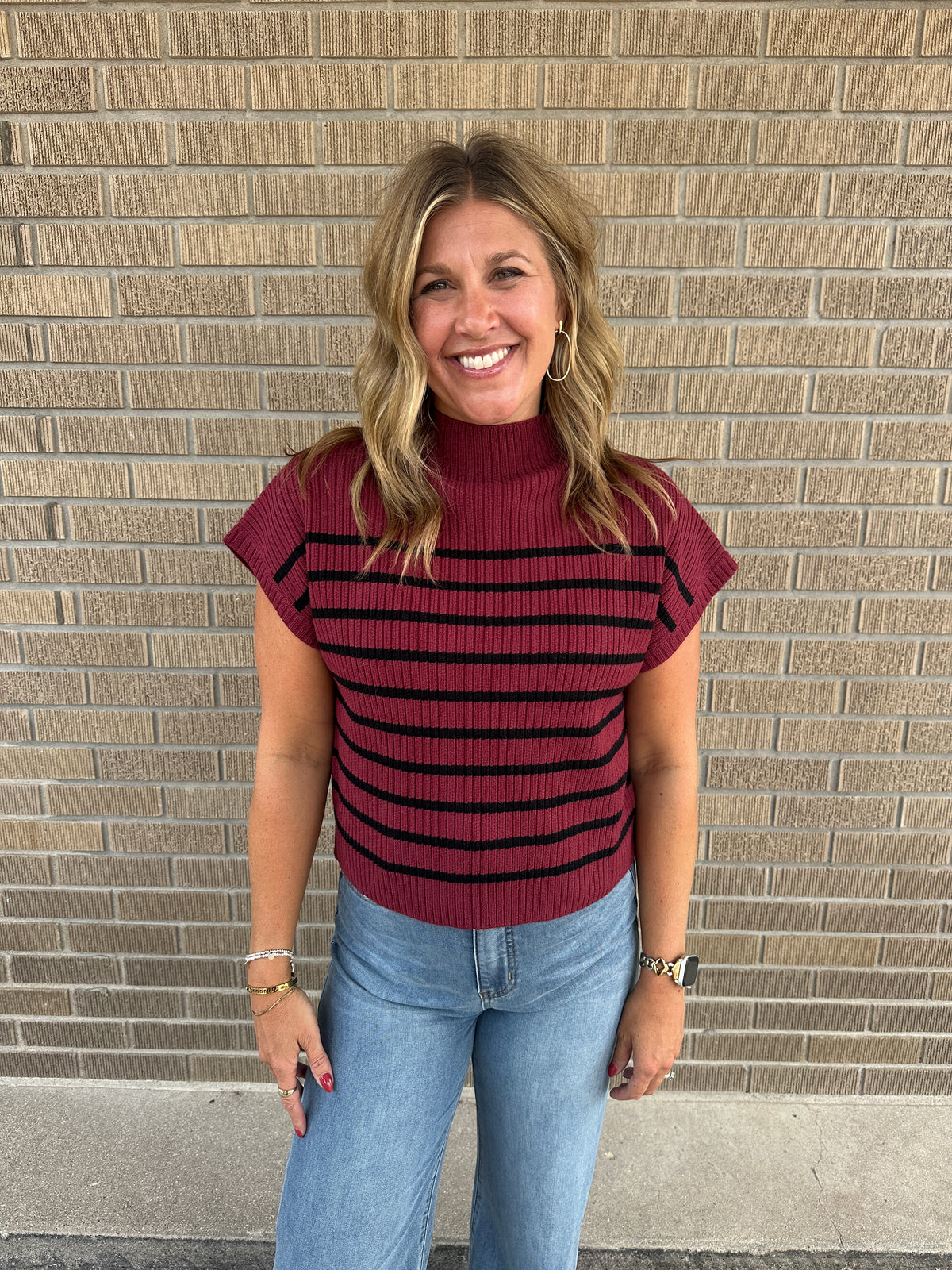 Wine Stripe Sweater