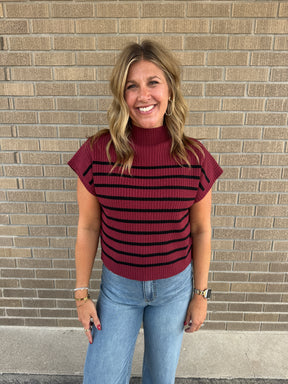 Wine Stripe Sweater