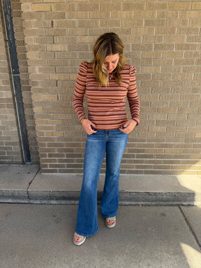 Multicolor Stripe Top - Rust