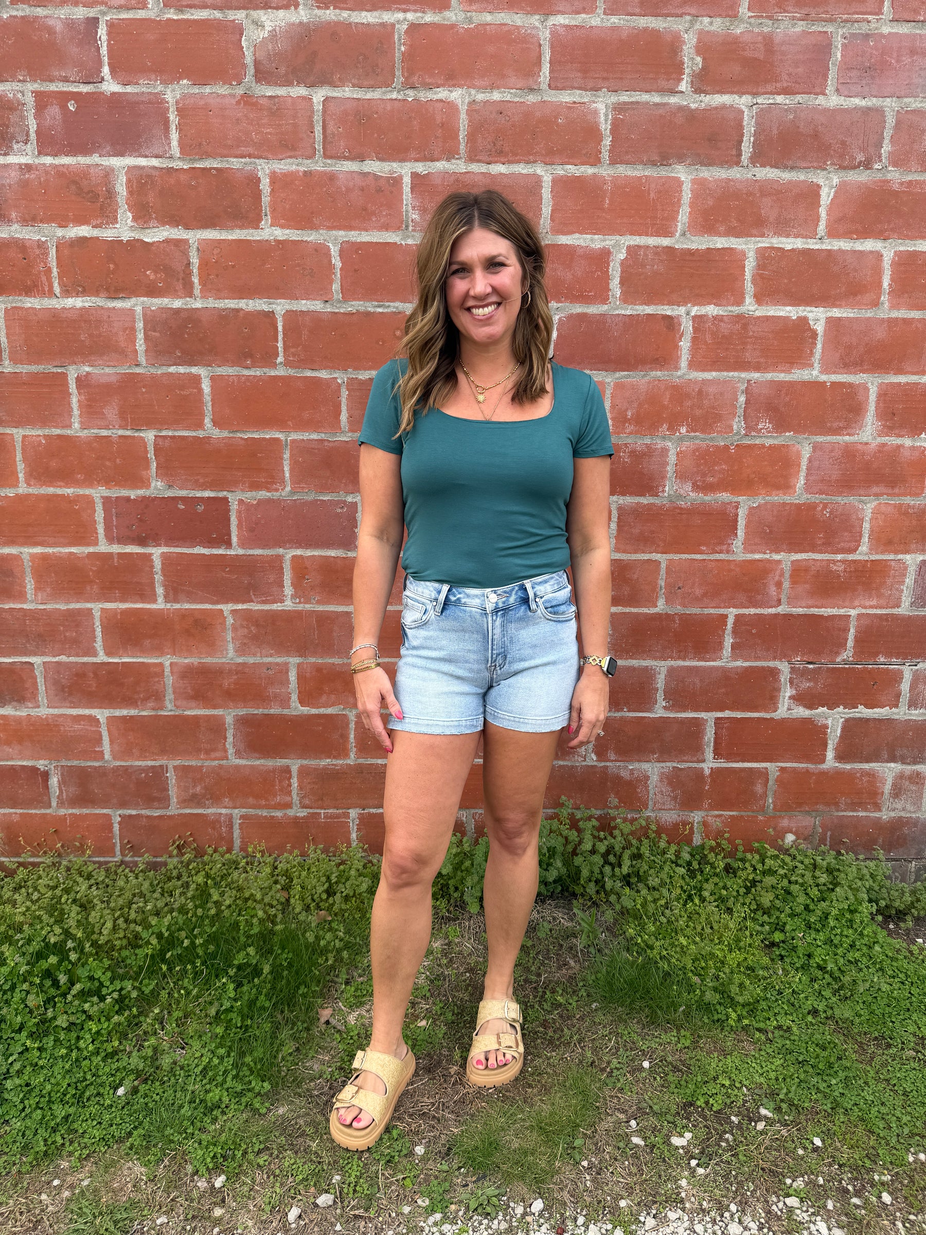 Everyday Square Neck Tee - Dark Teal