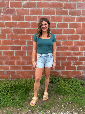 Everyday Square Neck Tee - Dark Teal