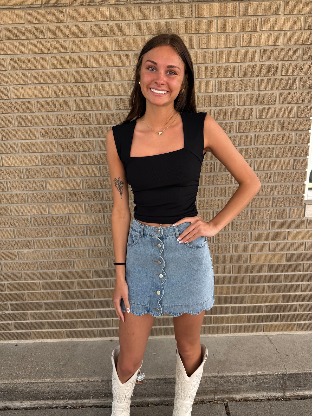 Square Neck Black Tank
