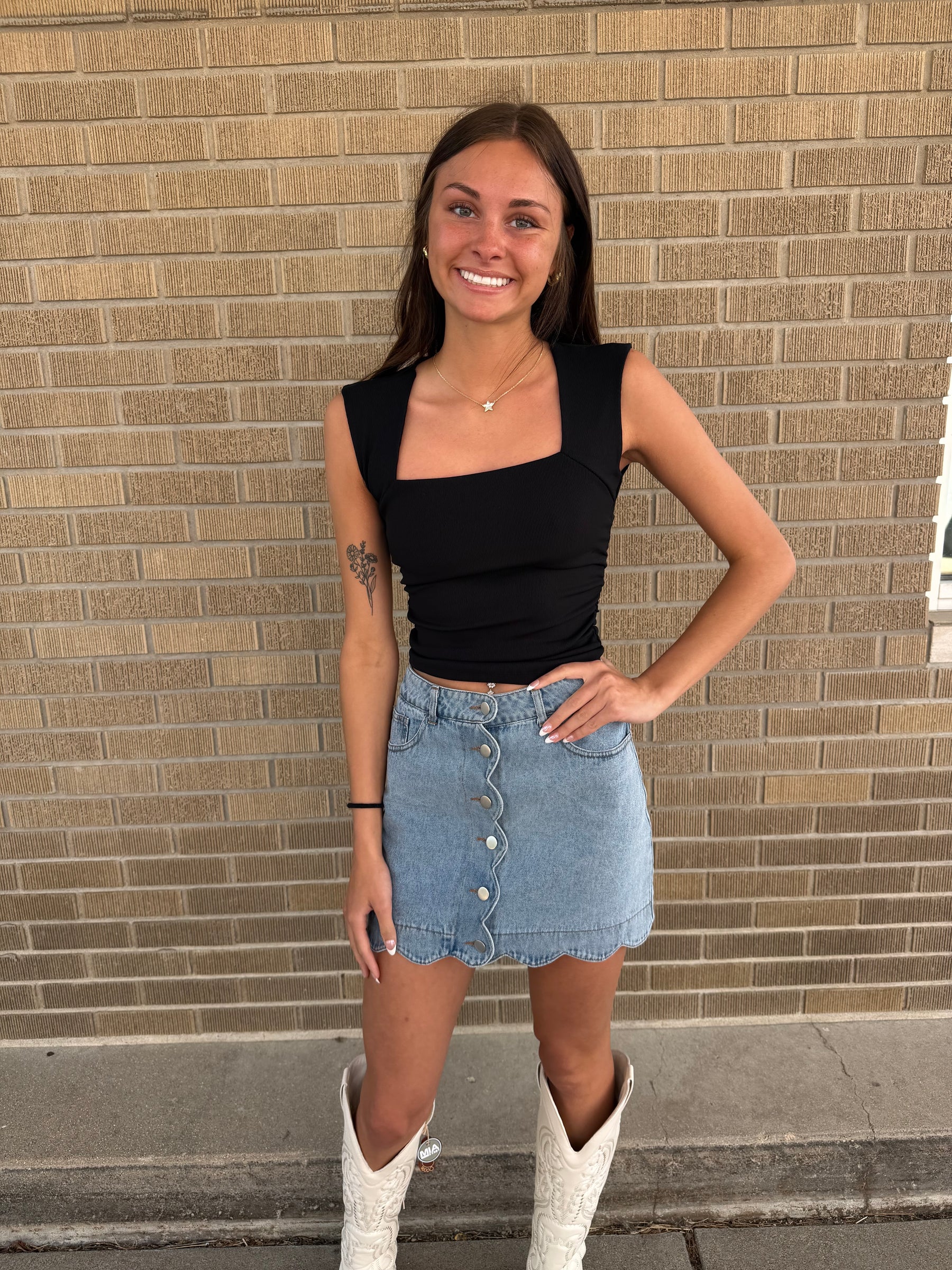 Square Neck Black Tank