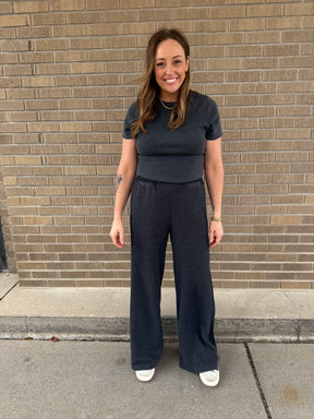 On The Go Wide Leg Pants - Black