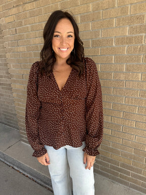 Chocolate Polka Dot Blouse