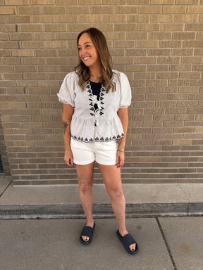 Tie Front Detailed Stripe Top
