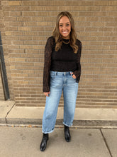 Black Rhinestone Lace Top