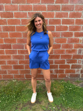 Out and About Romper - Cobalt