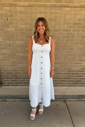 Blue Stripe Midi Dress
