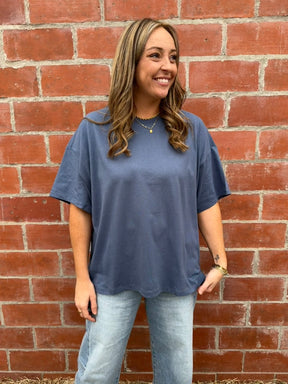Chill All Day Oversized Tee - Dusty Navy