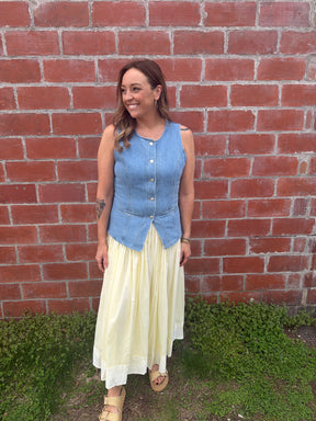 Pale Yellow Midi Dress