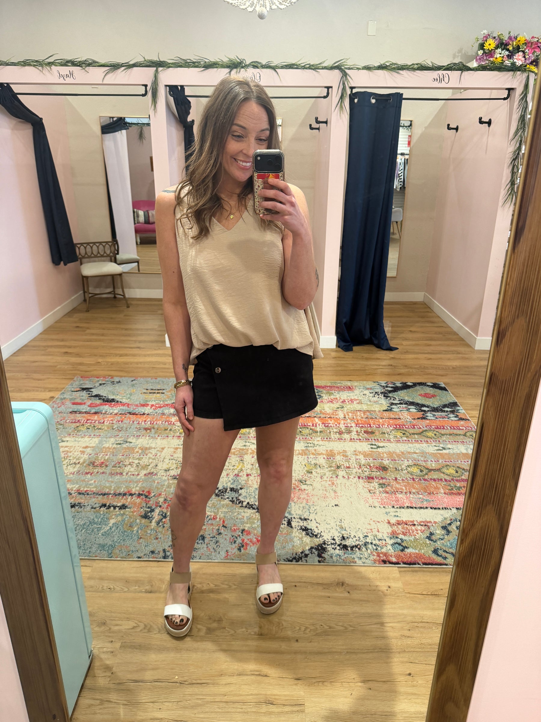 Button Down Skort - Black