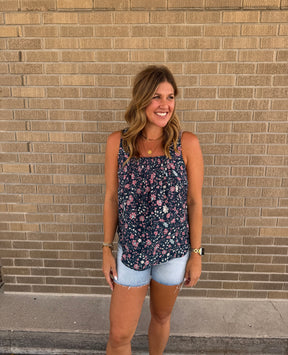 Teal Floral Tank