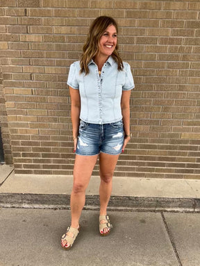 Blame It All On My Roots Denim Top