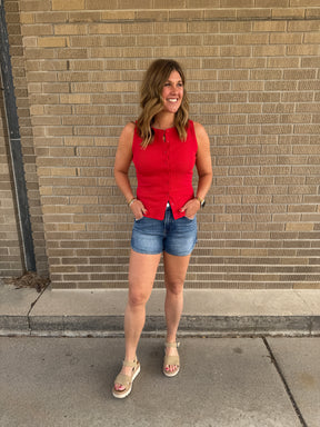 Button Up Tank - Red