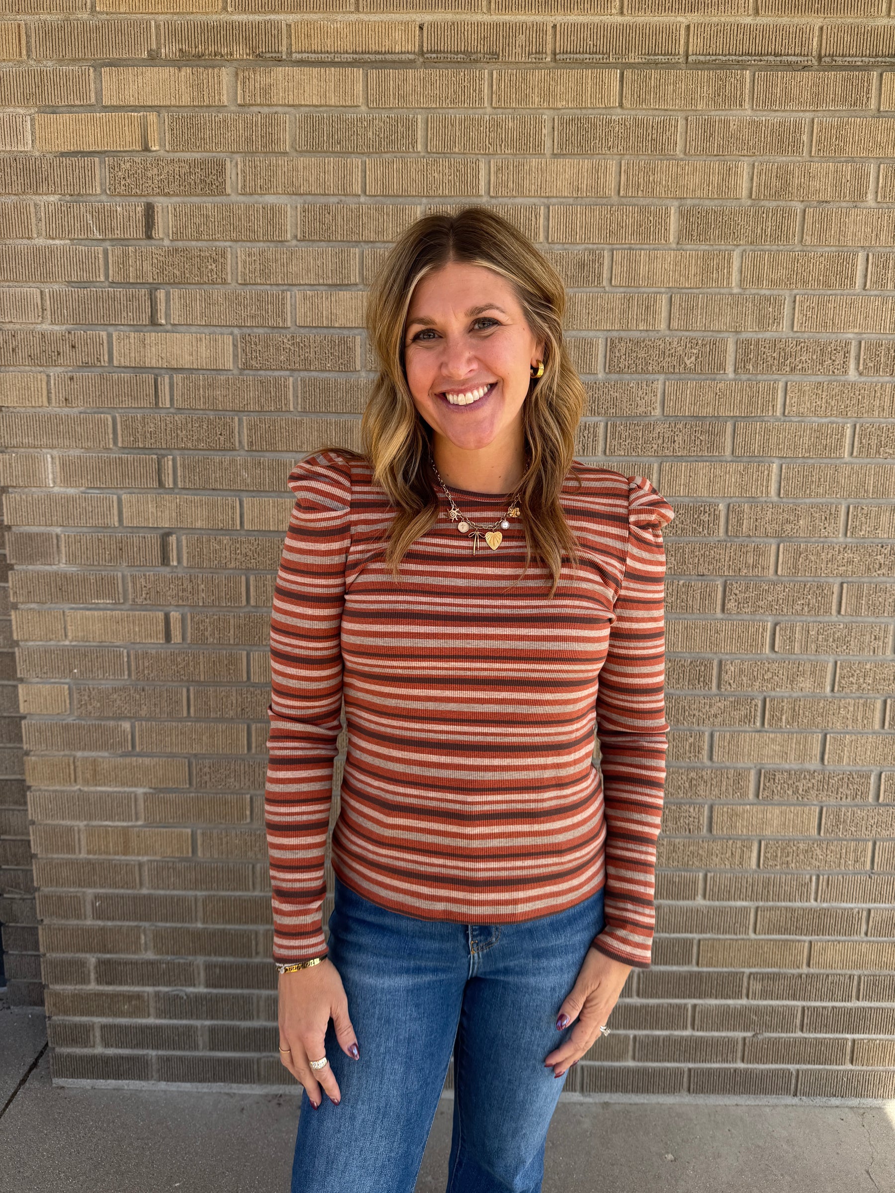 Multicolor Stripe Top - Rust