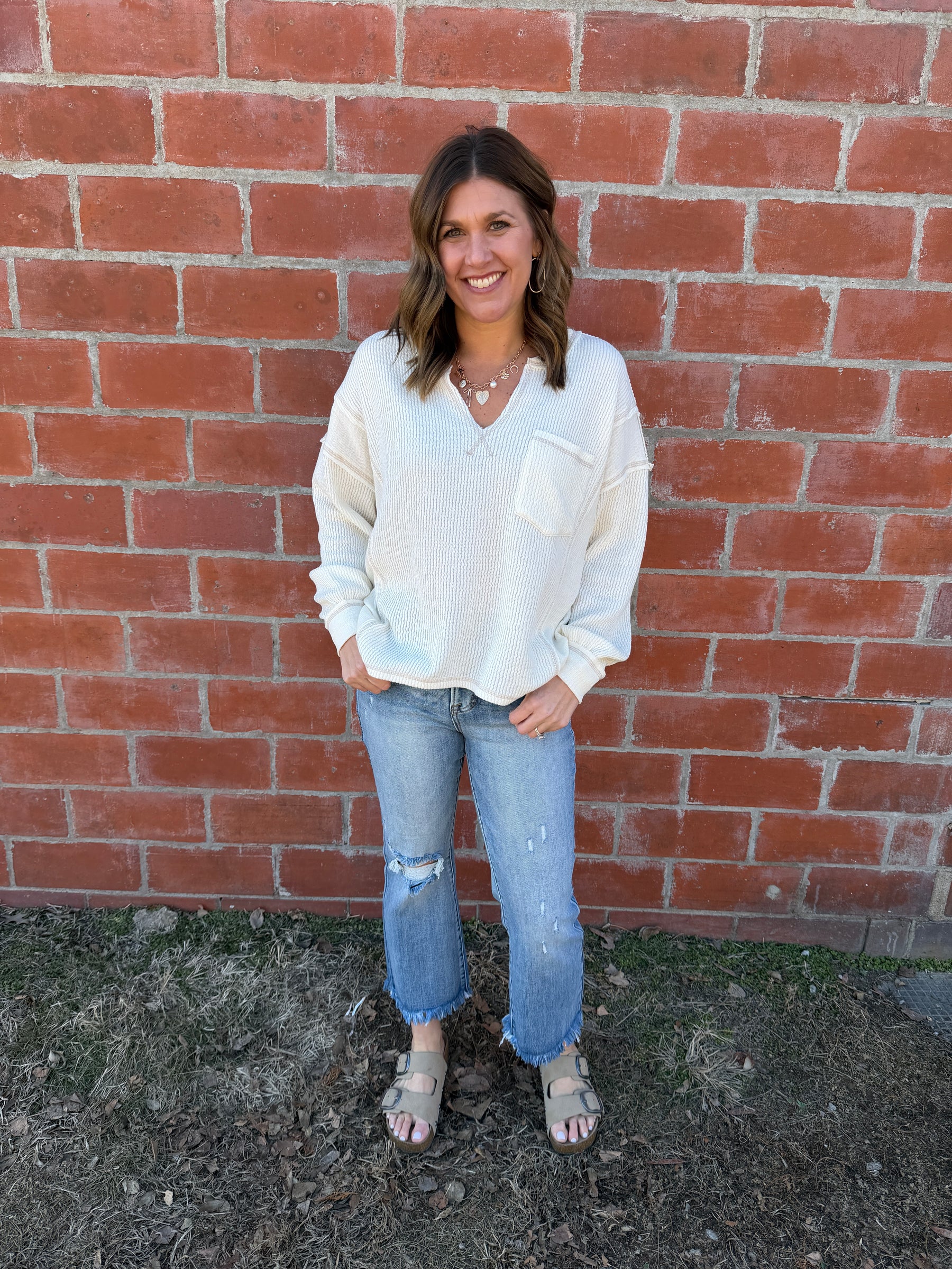 Ribbed Knit Long Sleeve - Ivory