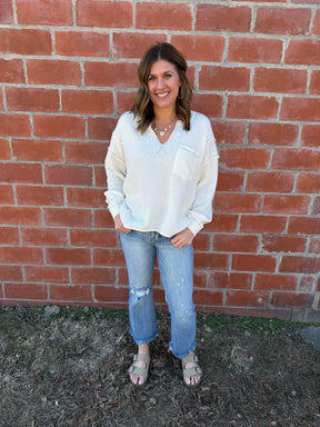 Ribbed Knit Long Sleeve - Ivory