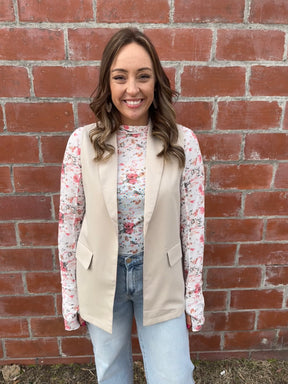 White Floral Mesh Long Sleeve