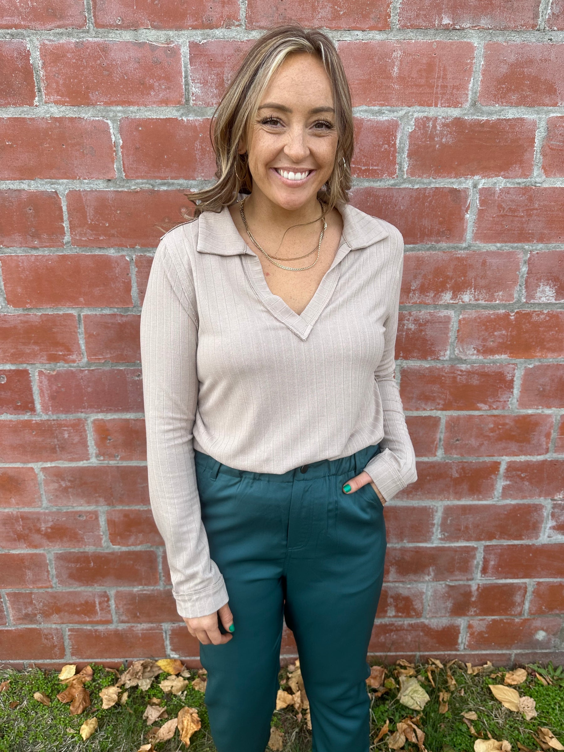 Ribbed Taupe Top