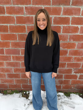 Mock Modal Pullover - Black