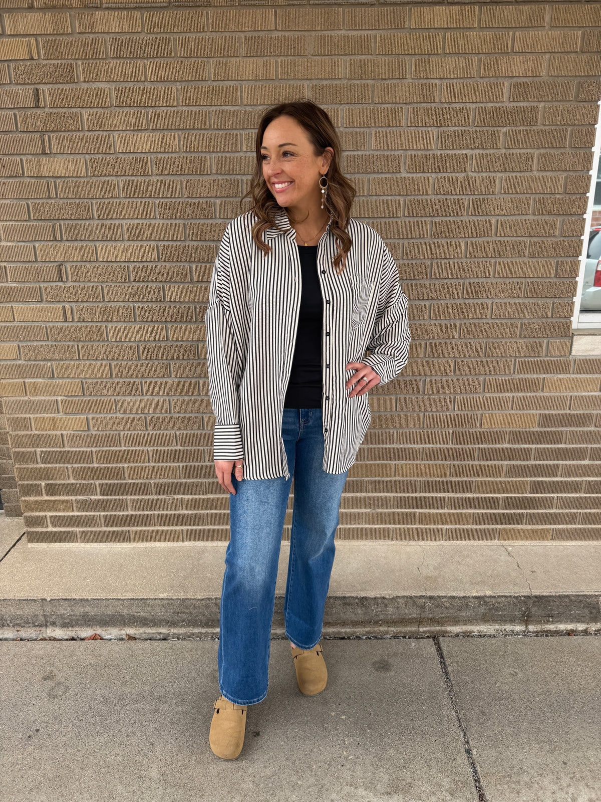 Oversized Stripe Button Up