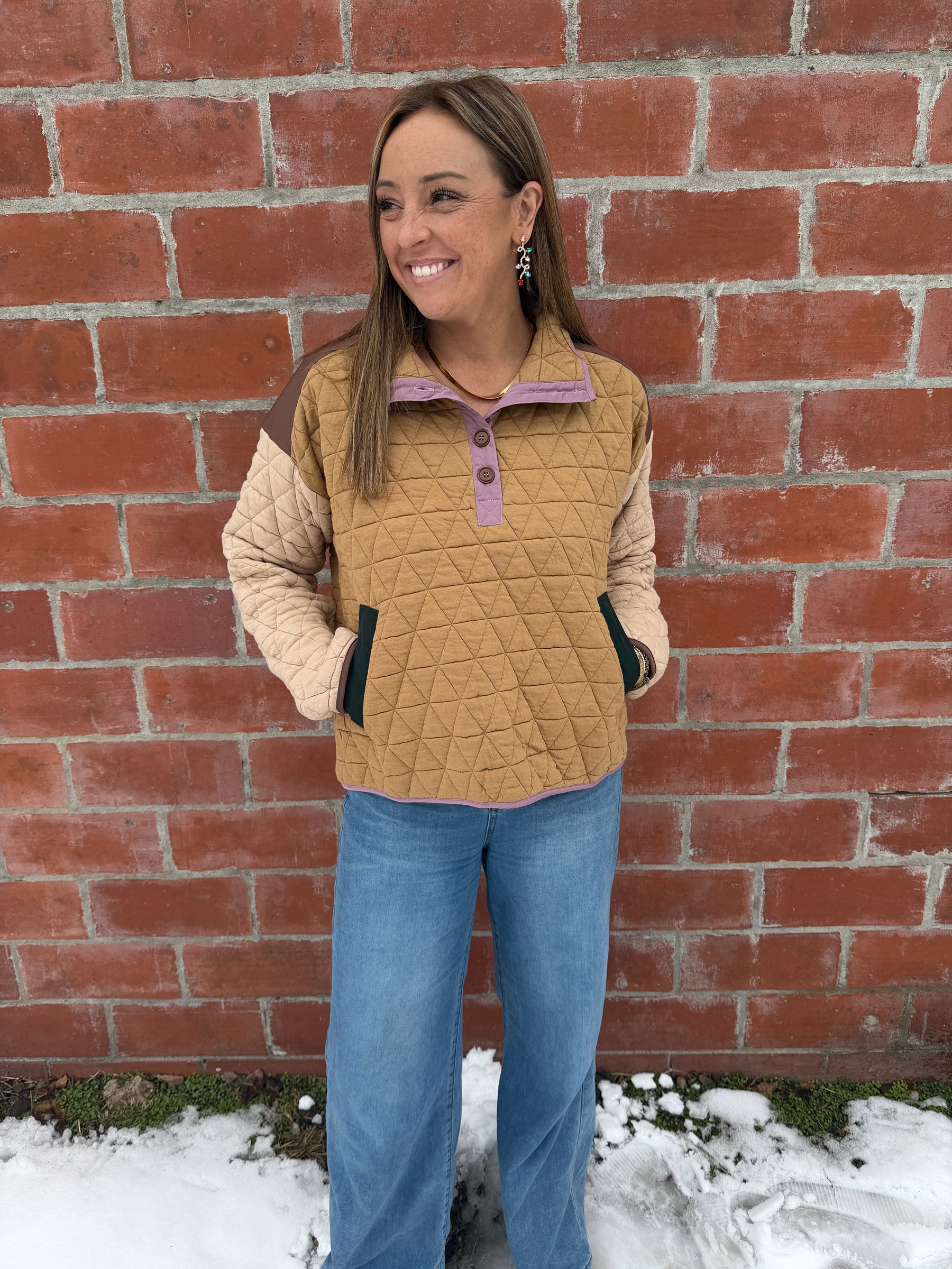 Earth Tones Quilted Sweatshirt