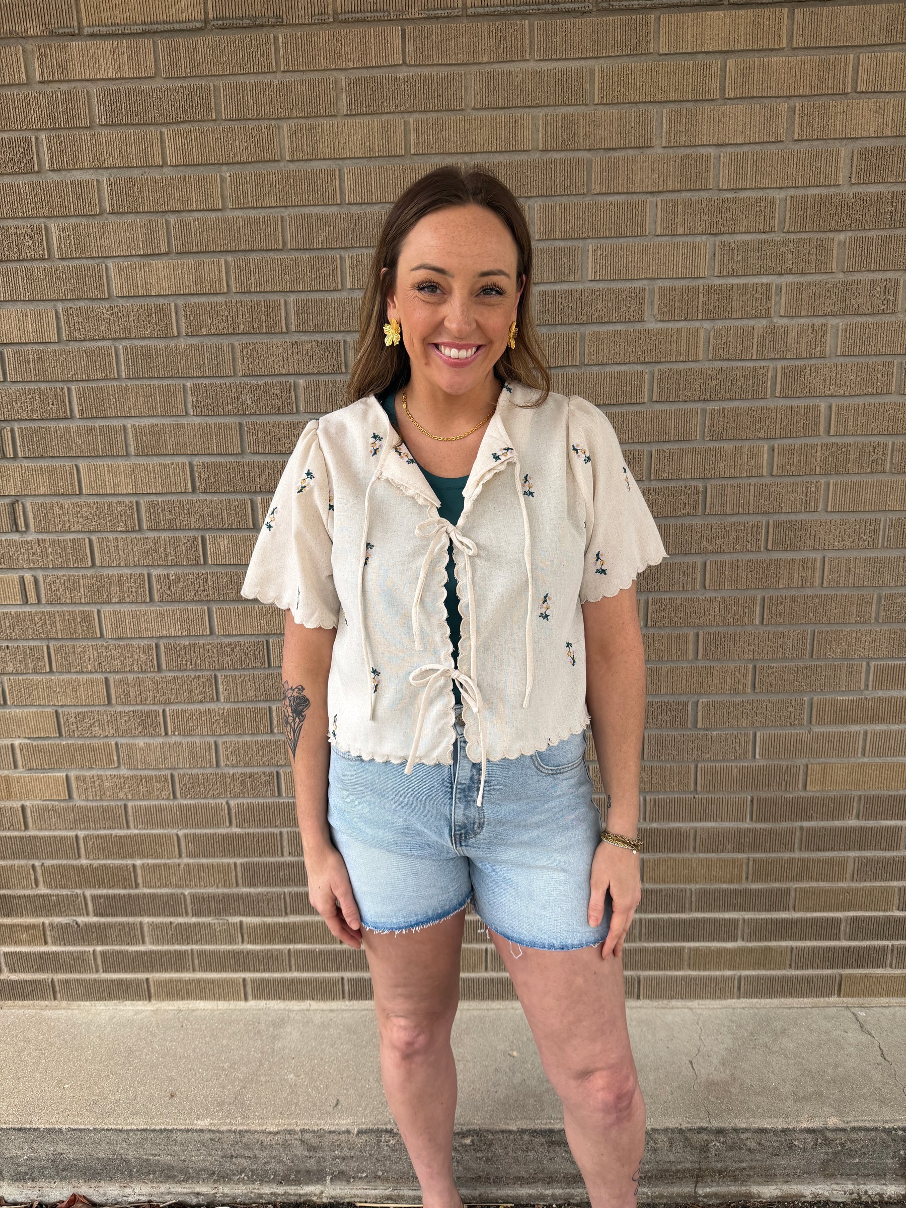 Boho Floral Tie Front Top