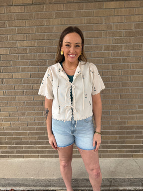 Boho Floral Tie Front Top