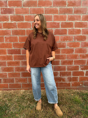 Chill All Day Oversized Tee - Chestnut