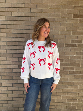 Red Bows For Days Sweater