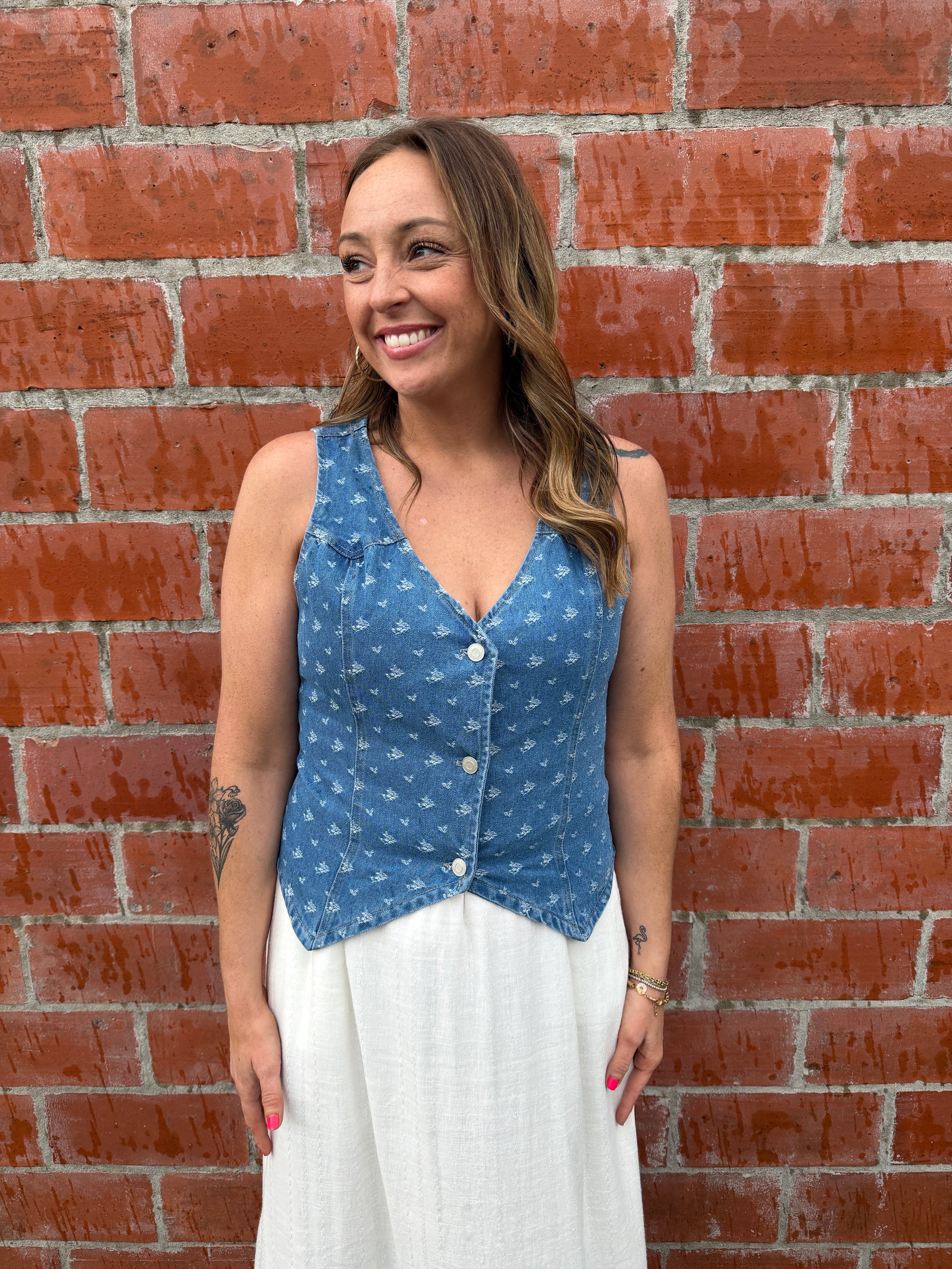 Denim Details Vest