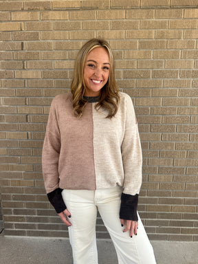 Neutral Girly Colorblock Sweater