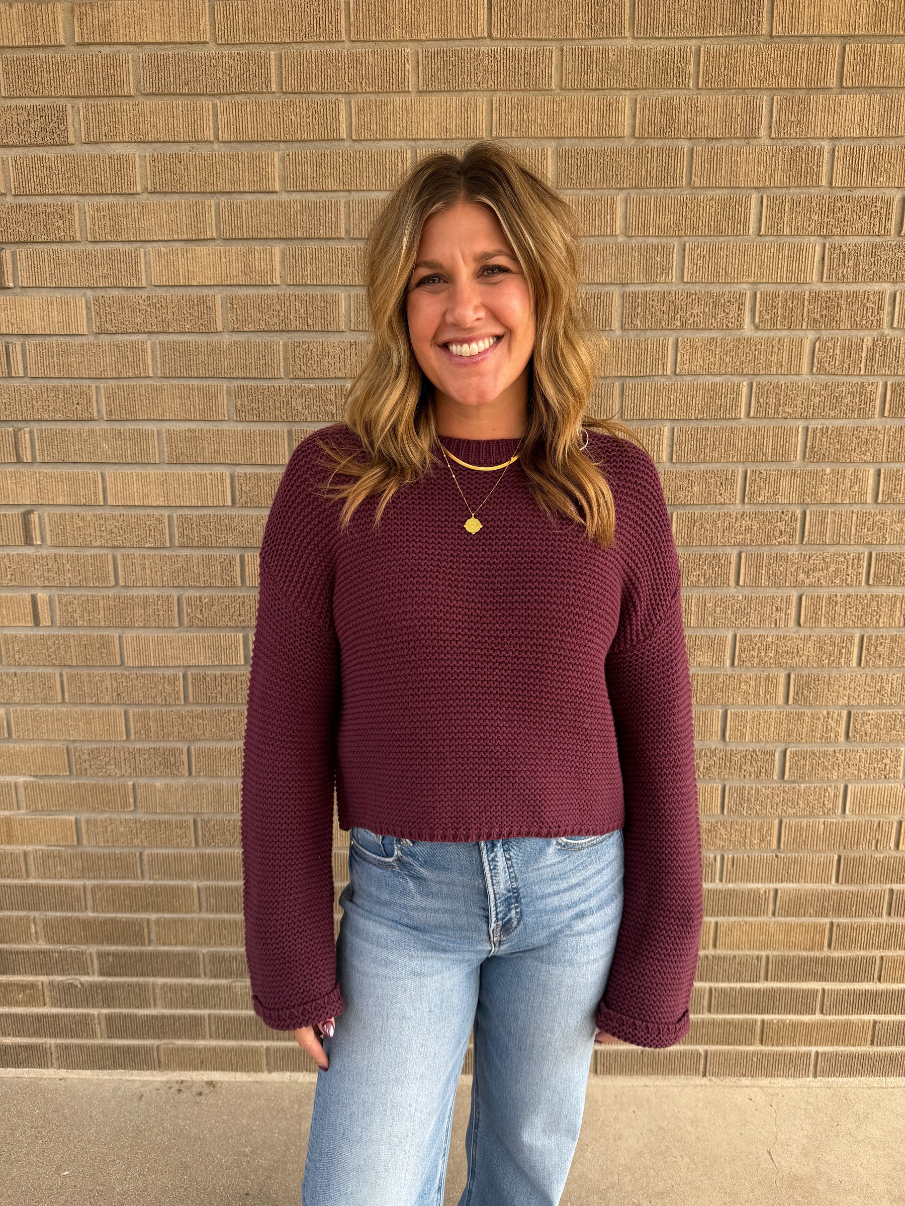 Dark Cherry Chunky Knit Sweater
