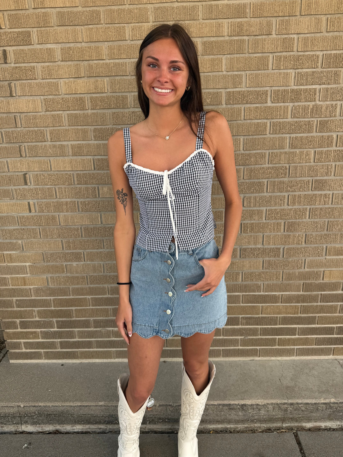 Black Gingham Tank