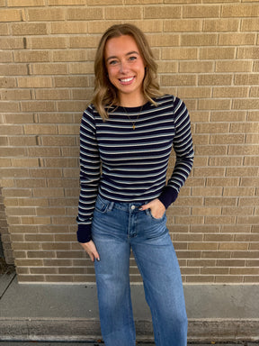 Stacy Long Sleeve - Navy Stripe