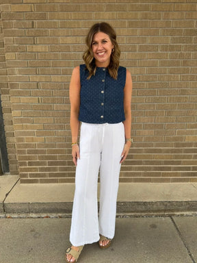Polka Dot Denim Vest