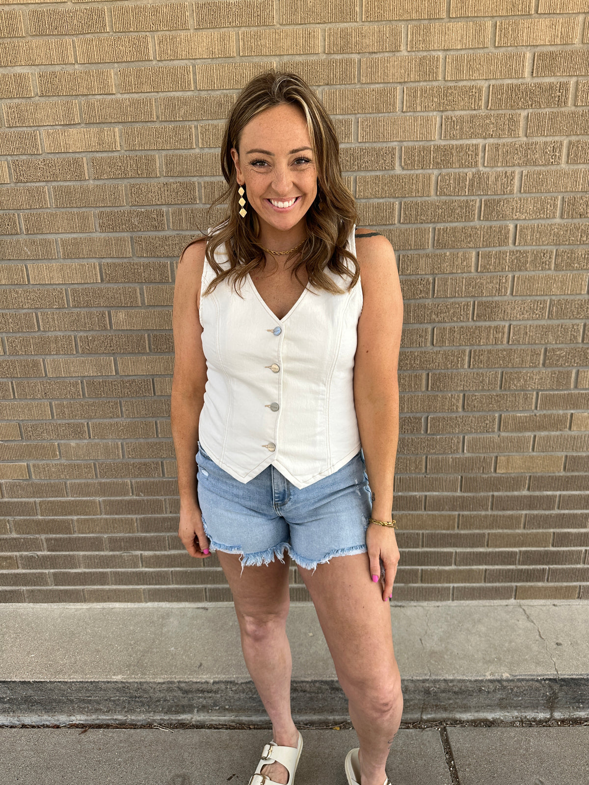 Let's Go Girls - White Denim Vest