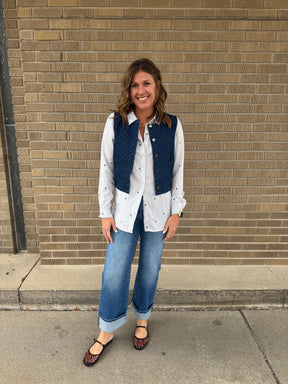 Polka Dot Denim Vest
