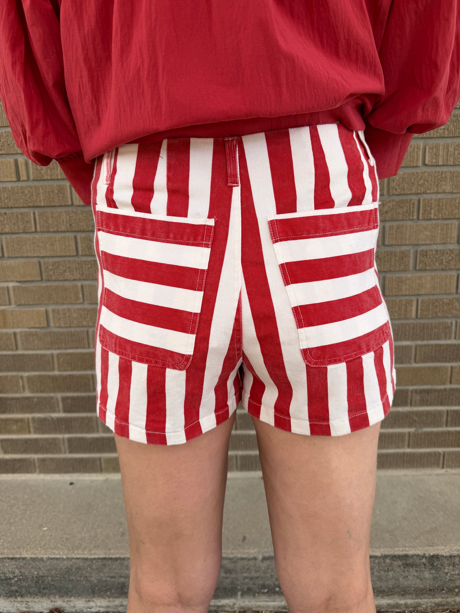 Red and White Stripe Shorts