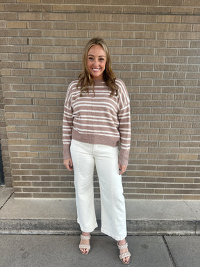 Classic Stripe Sweater - Taupe
