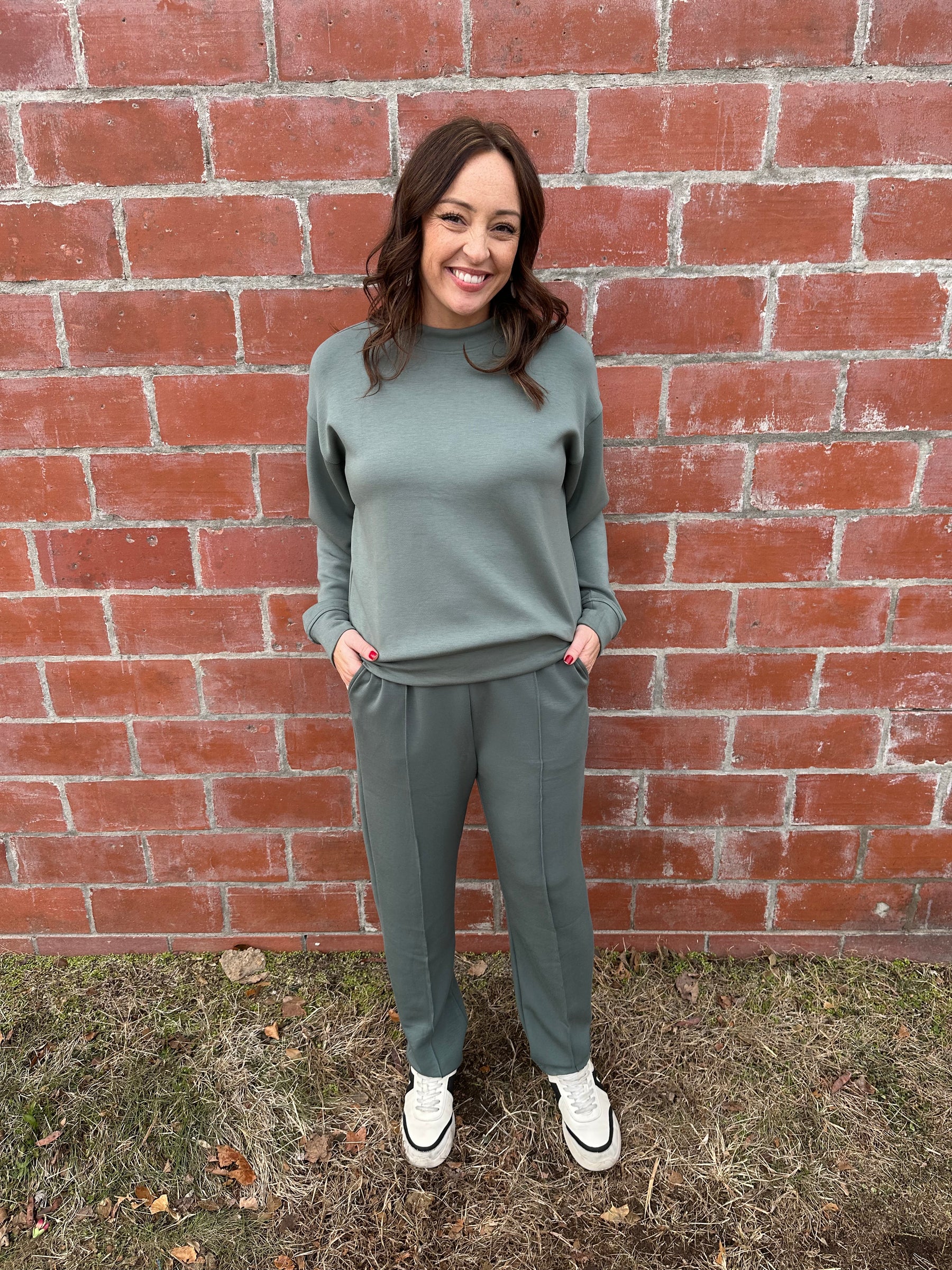 Sage Leaf Mock Neck Modal Pullover