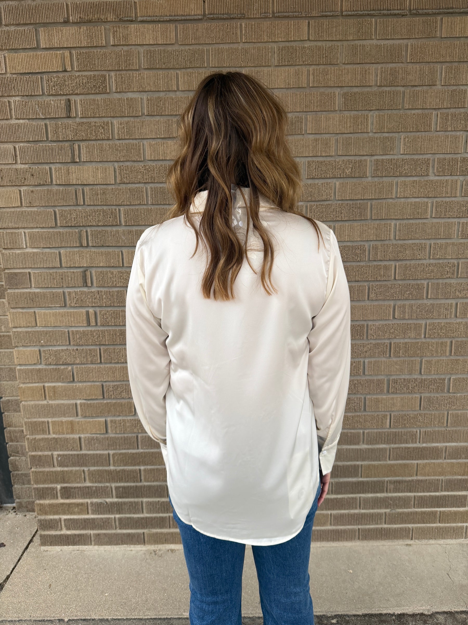 Sweet in Satin Button Up - Whip Cream