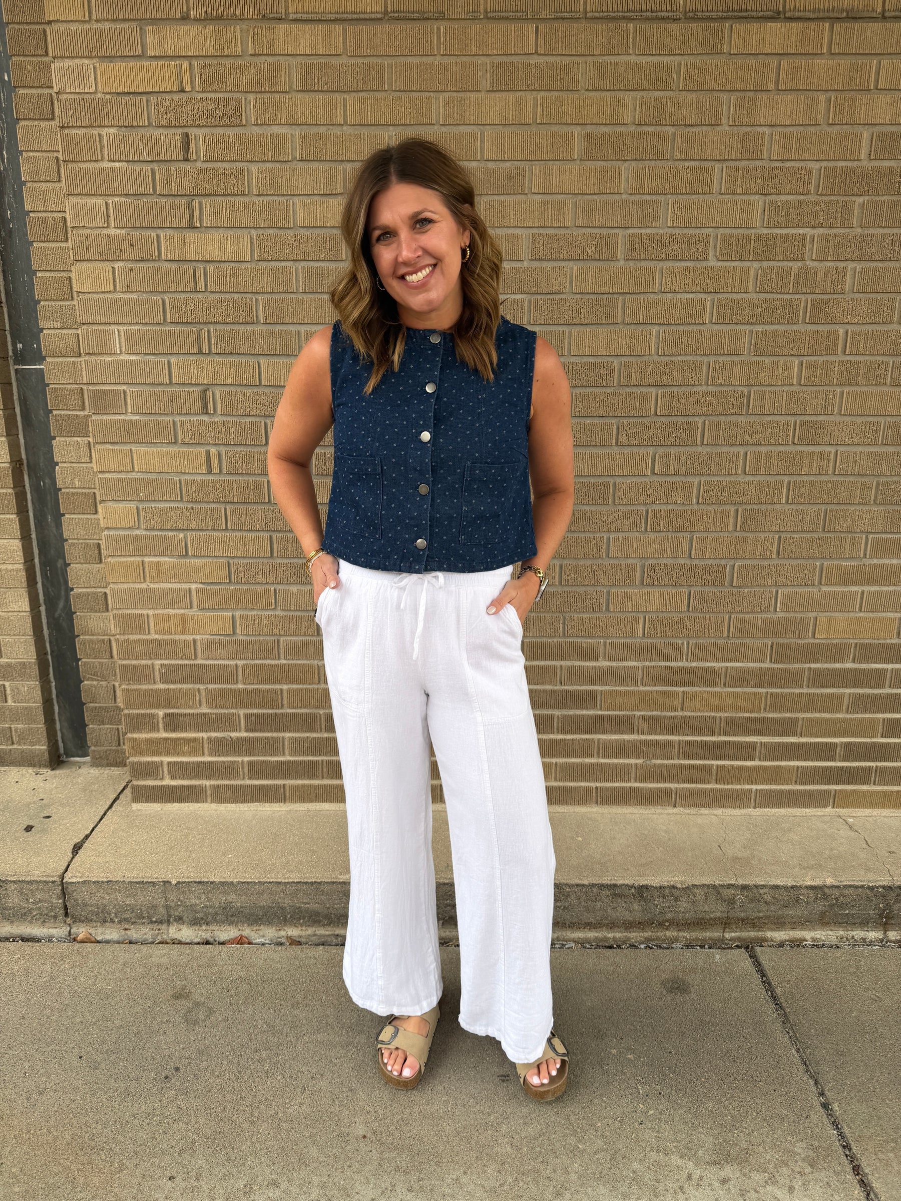 Polka Dot Denim Vest