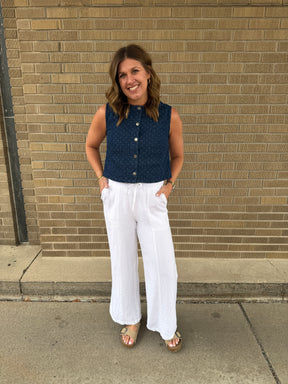Polka Dot Denim Vest