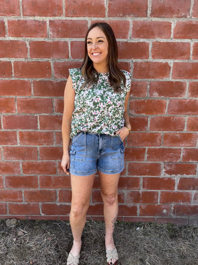 Green Floral Blouse