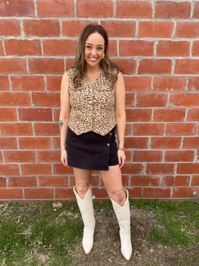 Button Down Skort - Black