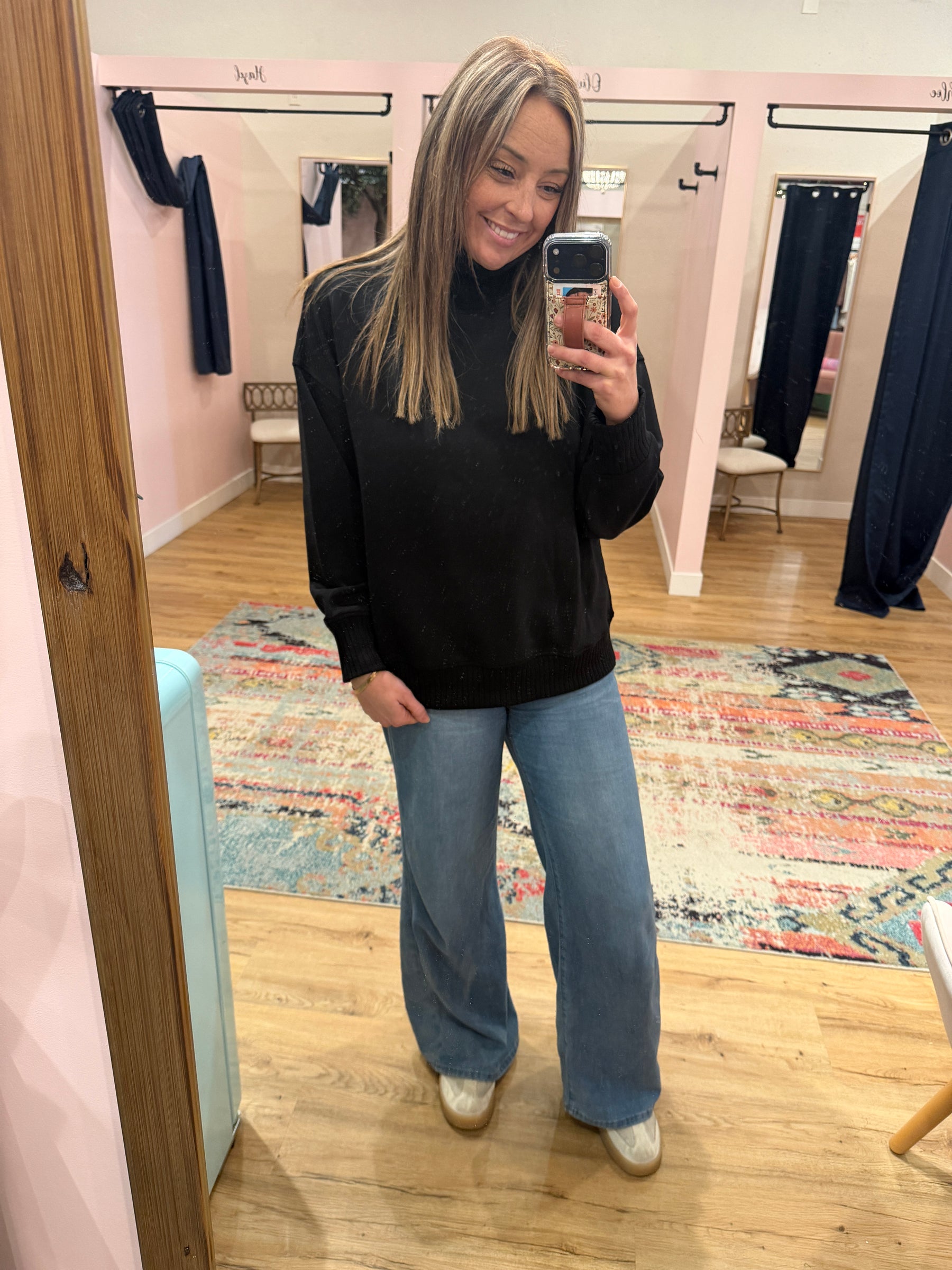 Mock Modal Pullover - Black