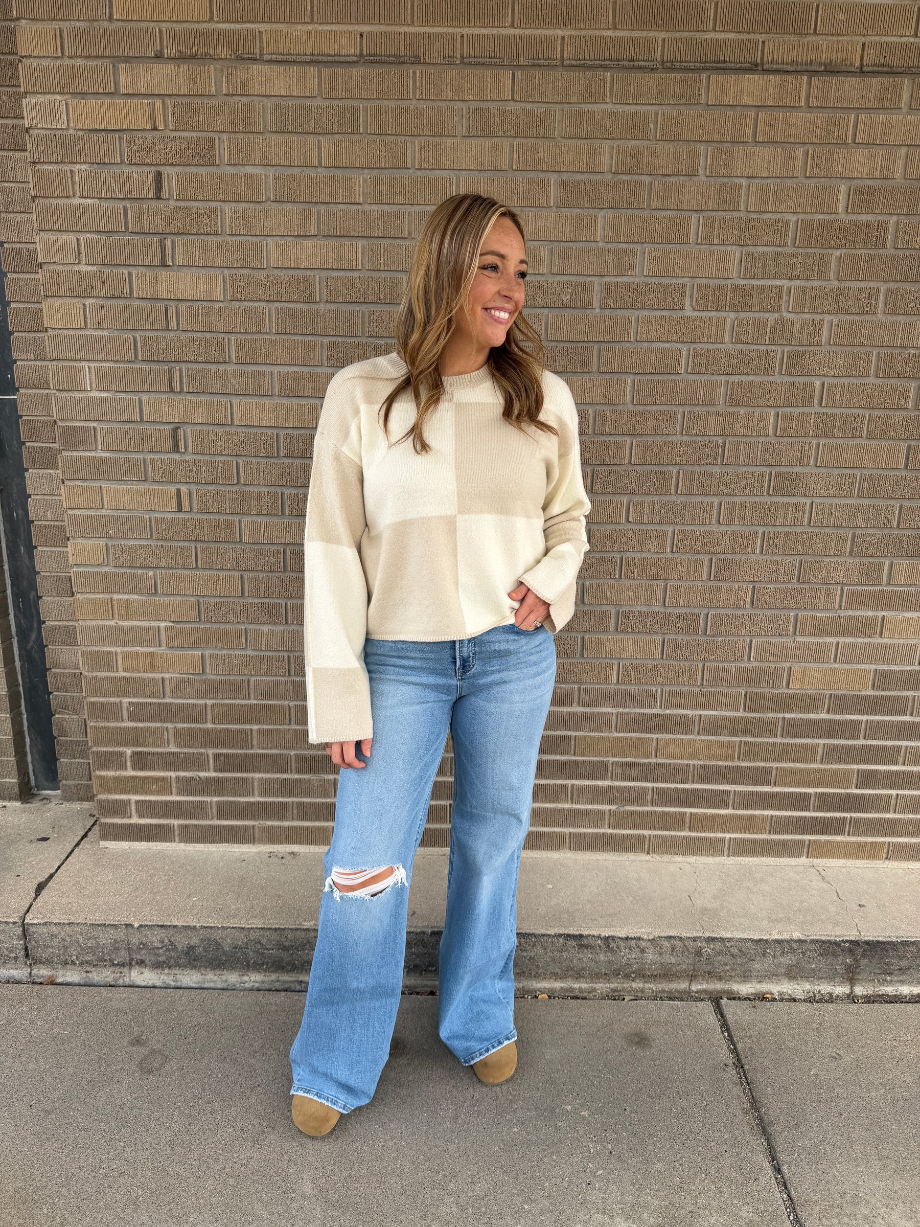 Checkered Neutrals Sweater